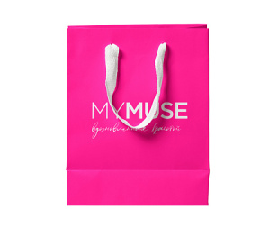Пакет бумажный розовый с логотипом My Muse 250х300х